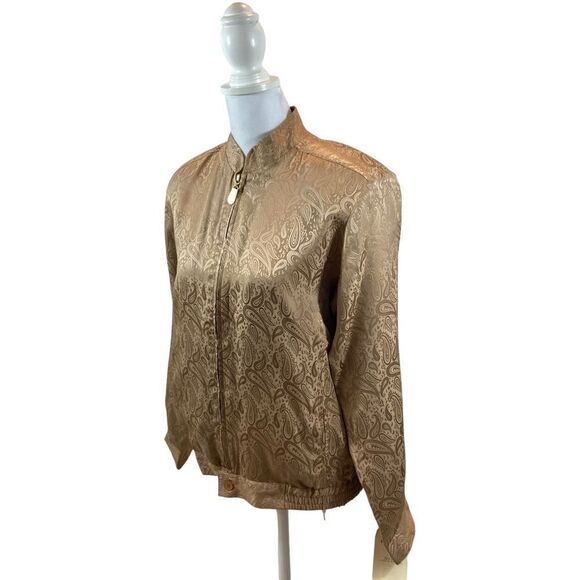 Brand New With Tags Vintage Fu Da Silk Tan 80’s Bomber Jacket Size Small